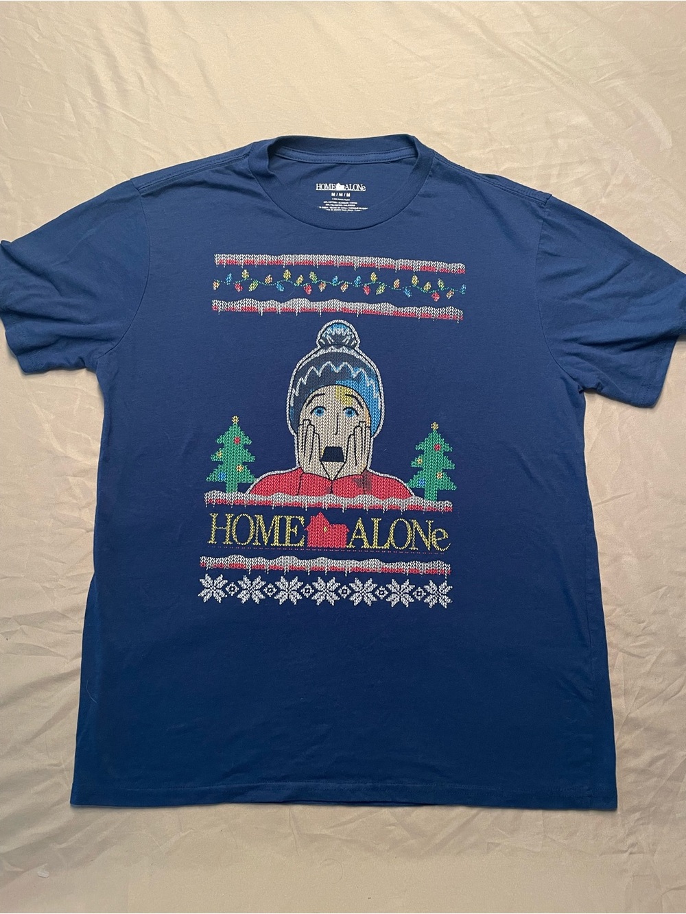 Home Alone Christmas Shirt Womens Medium Blue Classic Movie Holidays